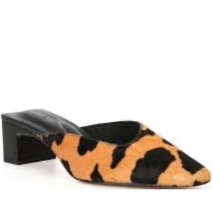 Gianni Bini Karlos Two Real Bovine Hair Snip Toe Block Heel Mules 9